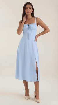 Elvira | Midikleid mit Schnürung - Hellblau