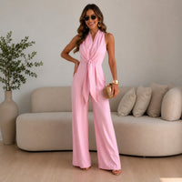Valérie™ Jumpsuit mit Elegantem Drapiertem Ausschnitt und Palazzo-Silhouette - Rosa