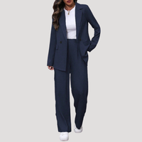 Rosalie | Damen Zweireihiger Taillierter Hosenanzug - Marineblau