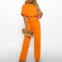 Rosalinde | Damen Jumpsuit Mit Weiten Beinen Und Gürtel - Gelb