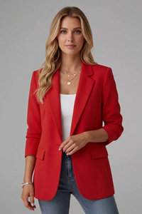 Rosemarie | Damen Taillierter Einreihiger Blazer - Rot