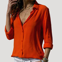 Roxana | Damen Langarm Hemdbluse mit Klassischem Kragen - Rot