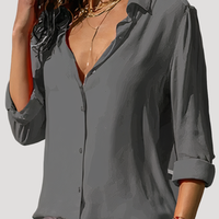 Roxana | Damen Langarm Hemdbluse mit Klassischem Kragen - Grau