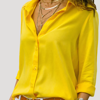 Roxana | Damen Langarm Hemdbluse mit Klassischem Kragen - Gelb