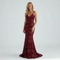 Alina | Damen Rückenfreies Festliches Kleid - Rot