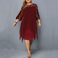 Cathryn - Stilvolles Midikleid für größere Größen - Weinrot
