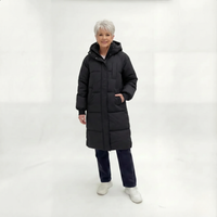 Sandra | Damen Klassische Lange Kapuze Daunenjacke - Schwarz