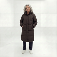 Sandra | Damen Klassische Lange Kapuze Daunenjacke - Braun