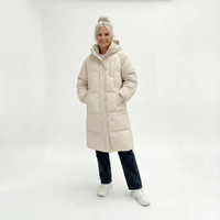 Sandra | Damen Klassische Lange Kapuze Daunenjacke - Weiß