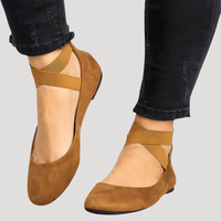 Saskia | Damen Riemchen Ballerinas - Braun