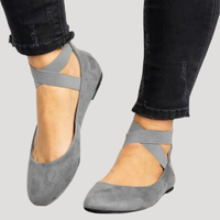 Saskia | Damen Riemchen Ballerinas - Grau