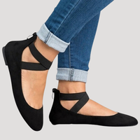 Saskia | Damen Riemchen Ballerinas - Schwarz