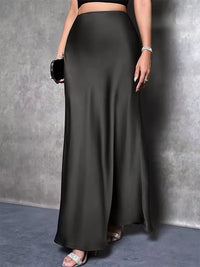 Satinrock mit hoher Taille - Schwarz