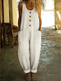 Lara | Damen Vintage Stil Overall – Nostalgischer Vintage Latzhose Overall - White