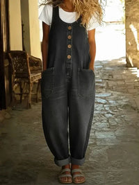 Lara | Damen Vintage Stil Overall – Nostalgischer Vintage Latzhose Overall - Black