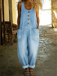 Lara | Damen Vintage Stil Overall – Nostalgischer Vintage Latzhose Overall - Hellblau