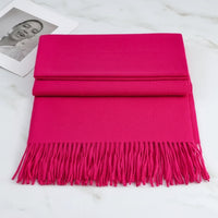 Schal Frauen Fransen Winter - Leuchtend Rosa