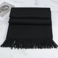 Schal Frauen Fransen Winter - Schwarz
