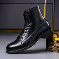 Sebastian | Herren Premium Italienische Echtleder Stiefel - Obsidianschwarz