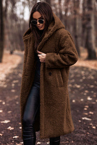 Selina | Damen Modische Kapuze Teddyjacke - Braun