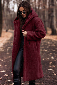 Selina | Damen Modische Kapuze Teddyjacke - Rot