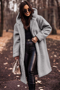 Selina | Damen Modische Kapuze Teddyjacke - Grau