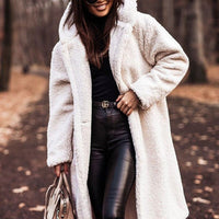 Selina | Damen Modische Kapuze Teddyjacke - Weiß