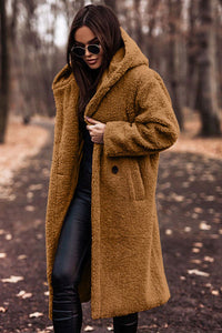 Selina | Damen Modische Kapuze Teddyjacke - Hellbraun