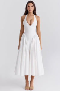 Shannah | Damen Midikleid Elegant Feminin Festlich - Weiß