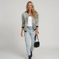 Barbara | Damen Lässiger Bomber Übergangsjacke - Grau