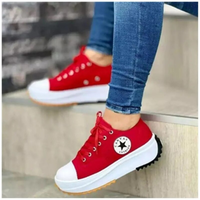 Sofia | Damen Trendige Schnürung Plateau Sneaker - Rot