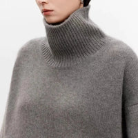 Sophie | Damen Oversized Strick Rollkragenpullover - Grau