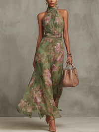 Sophie | Verspieltes Florales Sommerkleid - Grüner Blumenprint