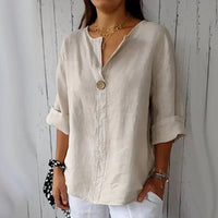 Ingrid | Vielseitige Knopf-Bluse - Aprikose