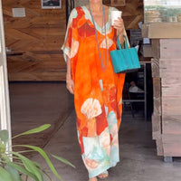Gima – Langärmliges Kleid Mit Blumenmuster - Orange