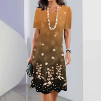 Ursulla - Elegantes Kleid Mit Rundhalsausschnitt Und Blumenmuster - Gelb