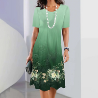 Ursulla - Elegantes Kleid Mit Rundhalsausschnitt Und Blumenmuster - Grün