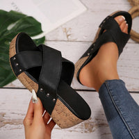 Oakley | Boho Wedge-Sandale für Damen - Schwarz