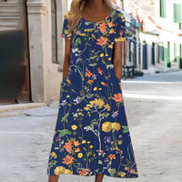 Ndatipo - Luftiges Kleid Mit Zartem Blumenmuster - Dunkelblau