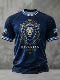 Herren-T-Shirt mit deutschem bayerischem Löwen-Print - Marineblau