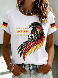 Damen-T-Shirt mit Fußballfan-Print von Deutschland - Weiß
