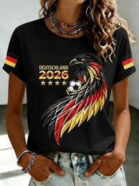 Damen-T-Shirt mit Fußballfan-Print von Deutschland - Schwarz