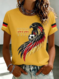 Damen-T-Shirt mit Fußballfan-Print von Deutschland - Gelb