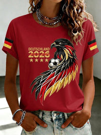 Damen-T-Shirt mit Fußballfan-Print von Deutschland - Rot