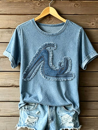 Damen-T-Shirt mit kurzen Ärmeln - blau