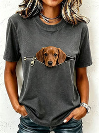 Schönes Dackel-T-Shirt für Damen - Dunkelgrau
