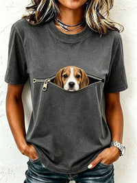 Damen-T-Shirt mit niedlichem Cavalier-King-Charles-Spaniel - Dunkelgrau