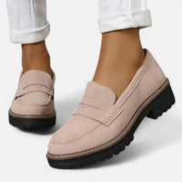 Stefanie | Damen Bequeme Niedrigem Absatz Plateau Loafer - Khaki