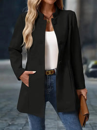 Stefanie | Damen Eleganter Knöpfen Herbstmantel - Schwarz