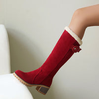 Stiefel für Damen mit Schnallendetail - Rot